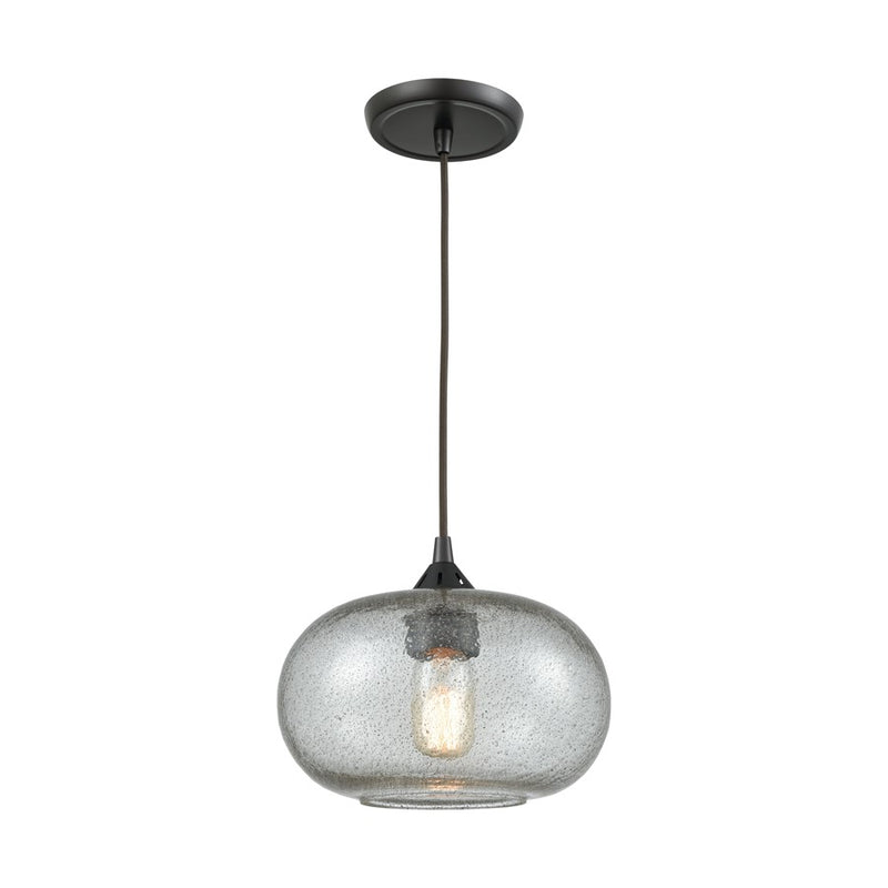 Atlas Lighting Volace 10in 1-Light Pendant | Modern Oil Rubbed Bronze and Gray Glass | Kitchen Island & Dining Room | Model CL11711-BZ
