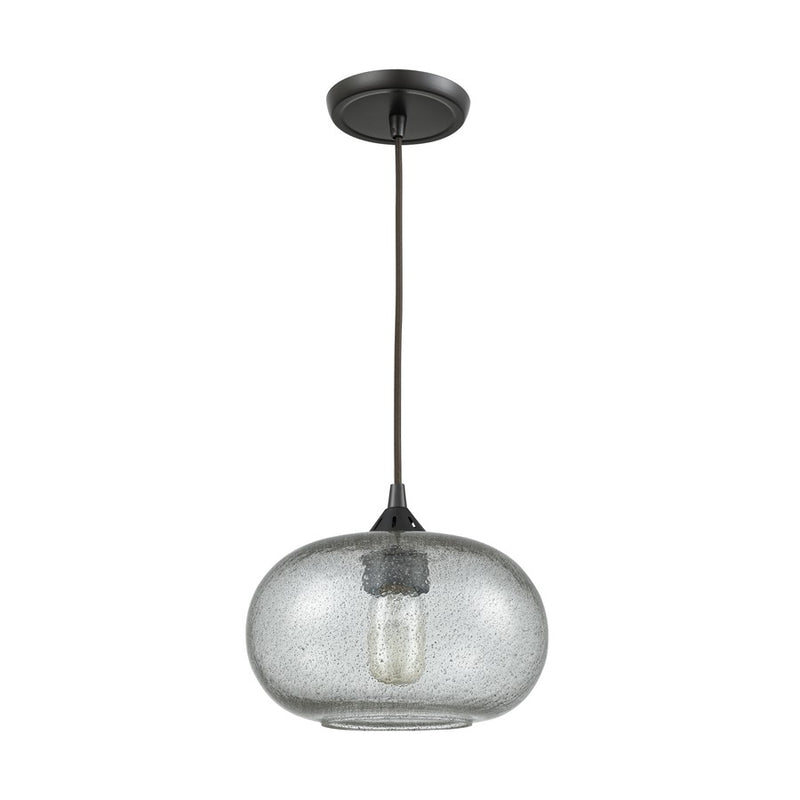 Atlas Lighting Volace 10in 1-Light Pendant | Modern Oil Rubbed Bronze and Gray Glass | Kitchen Island & Dining Room | Model CL11711-BZ