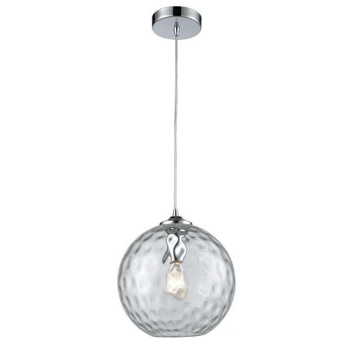 Atlas Lighting Watersphere 10'' Wide 1Lt Pendant, Chrome/Clear