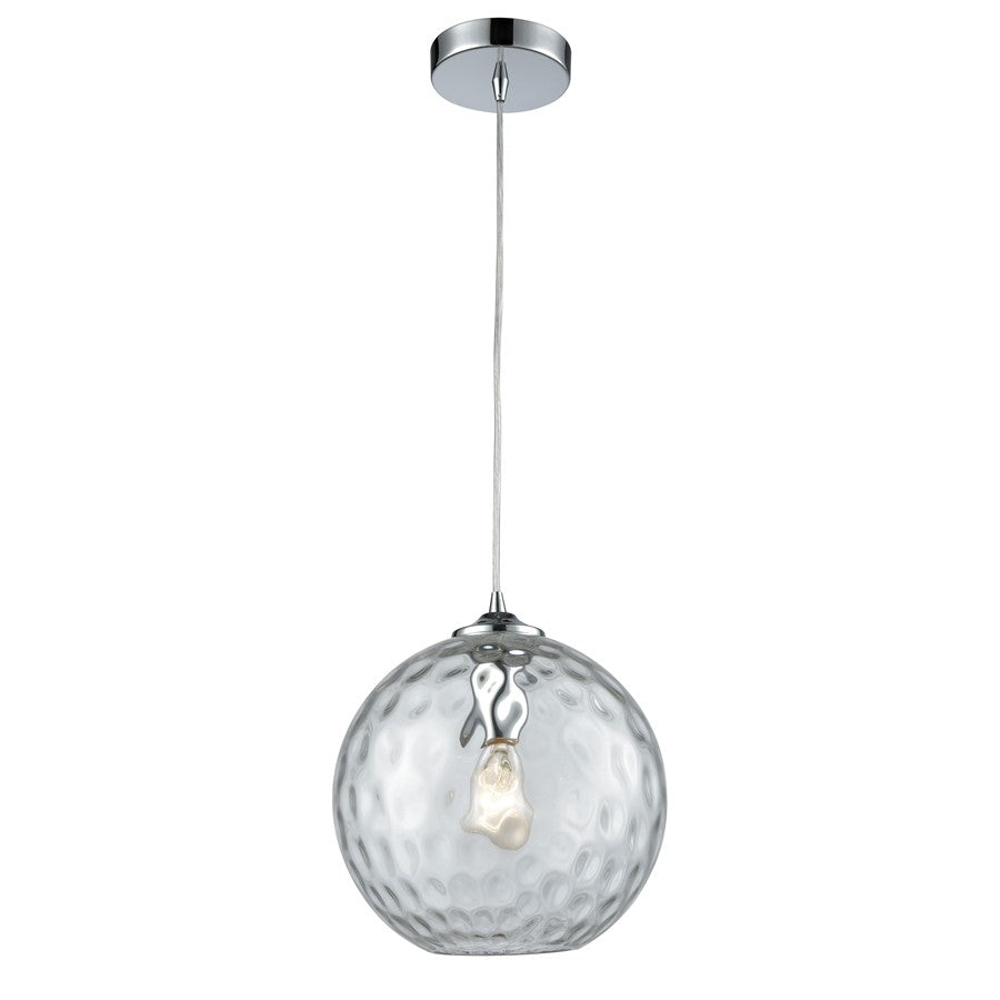Atlas Lighting Watersphere 10'' Wide 1Lt Pendant, Chrome/Clear