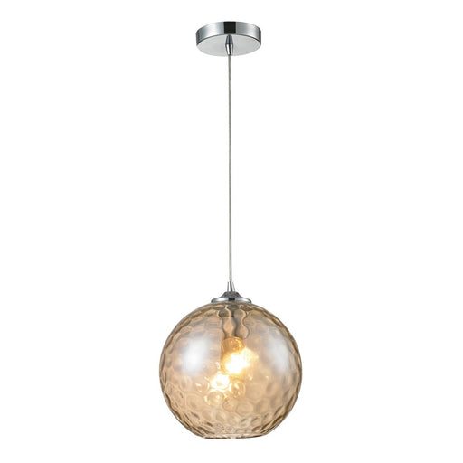Atlas Lighting Watersphere 10'' Wide 1Lt Pendant, Chrome/Amber