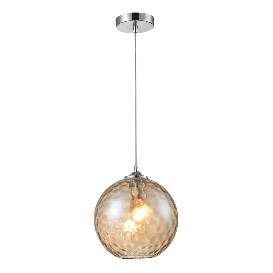 Atlas Lighting Watersphere 10'' Wide 1Lt Pendant, Chrome/Amber