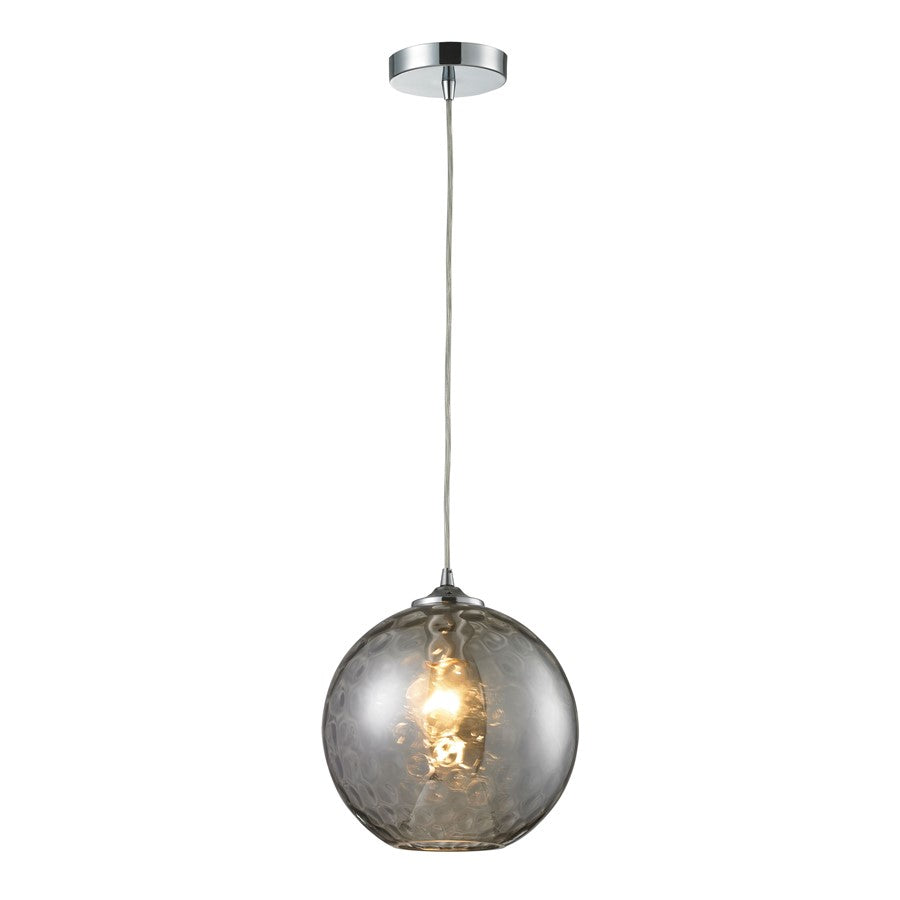 Atlas Lighting Watersphere 10'' Wide 1Lt Pendant, Chrome/Smoke