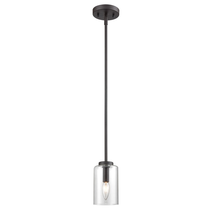 Atlas Lighting West End 4.75'' Wide 1Lt Mini Pendant, Bronze/Clear