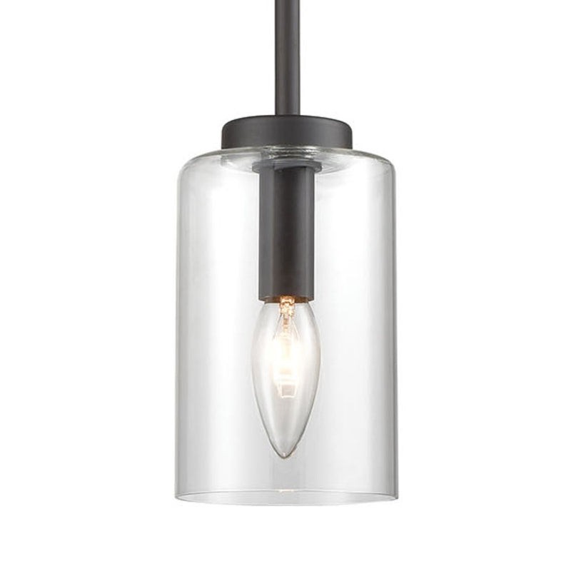 Atlas Lighting West End 4.75in 1-Light Mini Pendant | Transitional Oil Rubbed Bronze and Clear Glass | Kitchen Island & Dining | Model CL11717-BZ