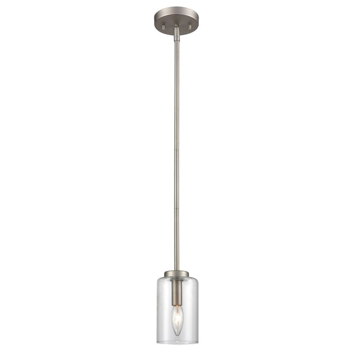 Atlas Lighting West End 4.75'' Wide 1Lt Mini Pendant, Nickel/Clear