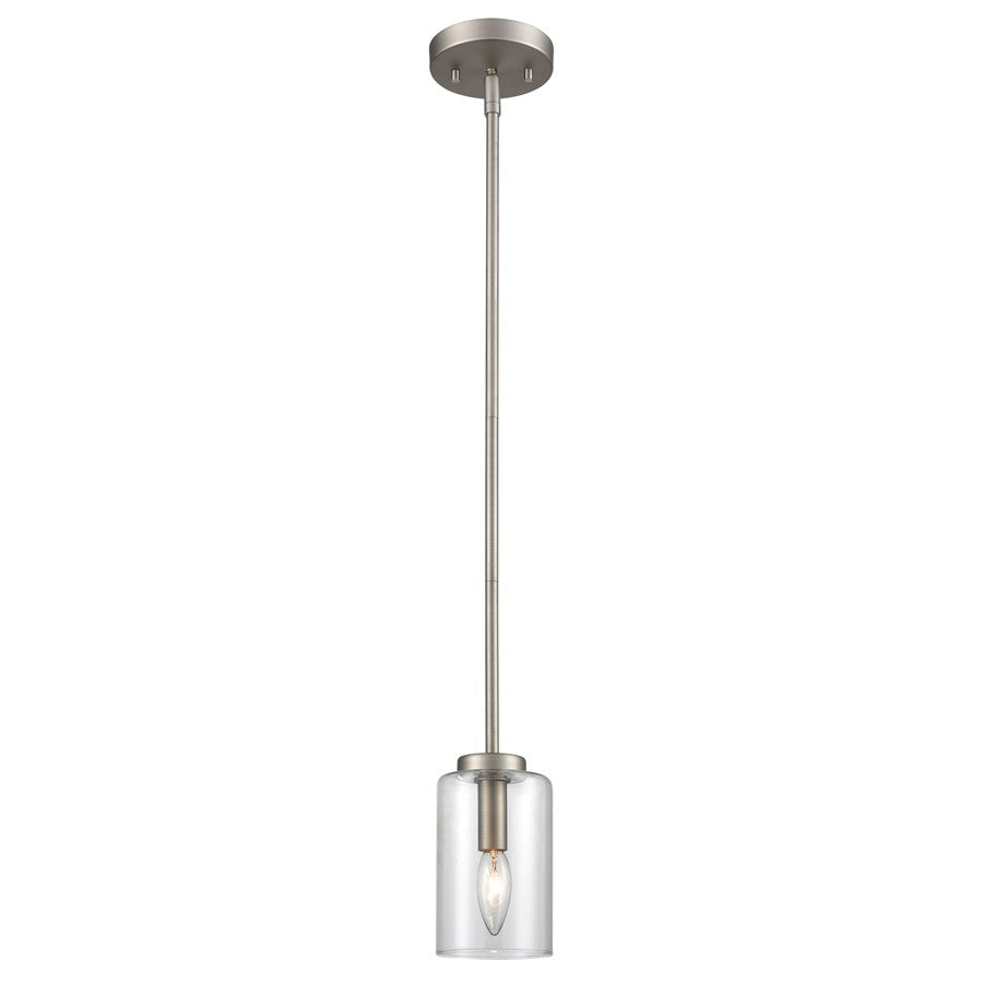 Atlas Lighting West End 4.75'' Wide 1Lt Mini Pendant, Nickel/Clear