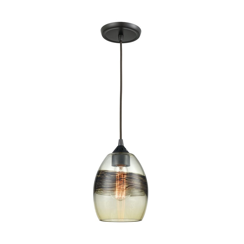 Atlas Lighting Whisp 6'' Wide 1Lt Mini Pendant, Bronze/Beige/White