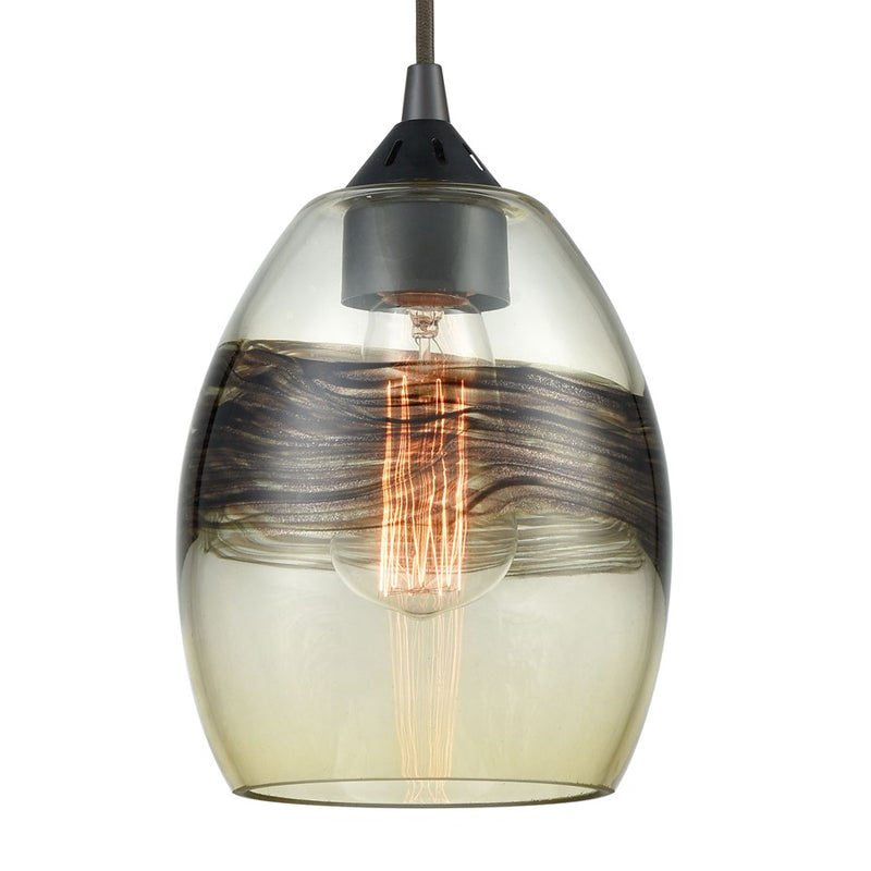 Atlas Lighting Whisp 6'' Wide 1Lt Mini Pendant, Bronze/Beige/White
