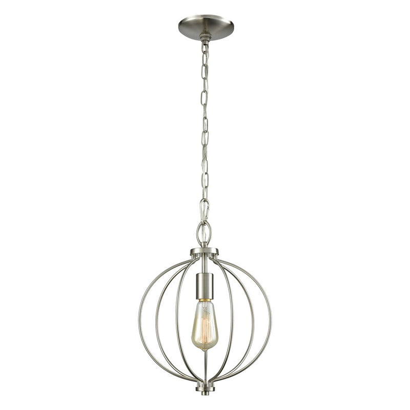 Atlas Lighting Williamsport 11in 1-Light Mini Pendant | Brushed Nickel Metal | Kitchen Island & Dining Room | 11 x 11 x 15 in | Model CL11719-NK