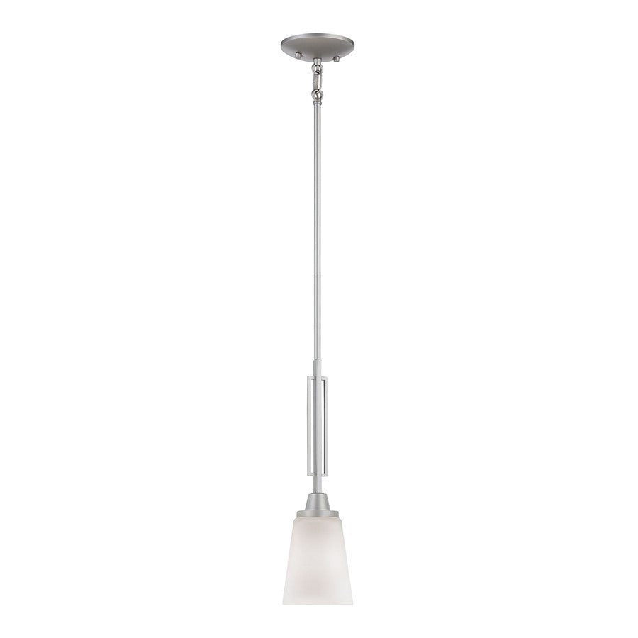 Atlas Lighting Wright 5.75'' Wide 1Lt Mini Pendant, Nickel/White
