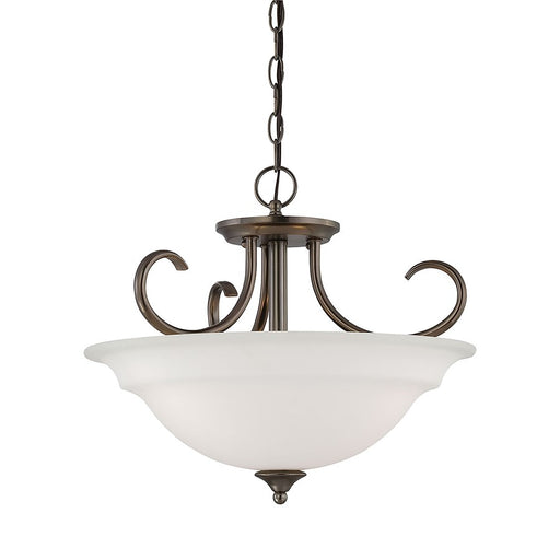 Atlas Lighting Bella 16'' Wide 3Lt Pendant, Oiled Bronze/White