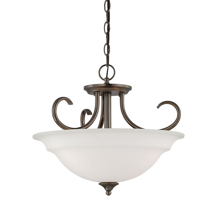 Atlas Lighting Bella 16'' Wide 3Lt Pendant, Oiled Bronze/White
