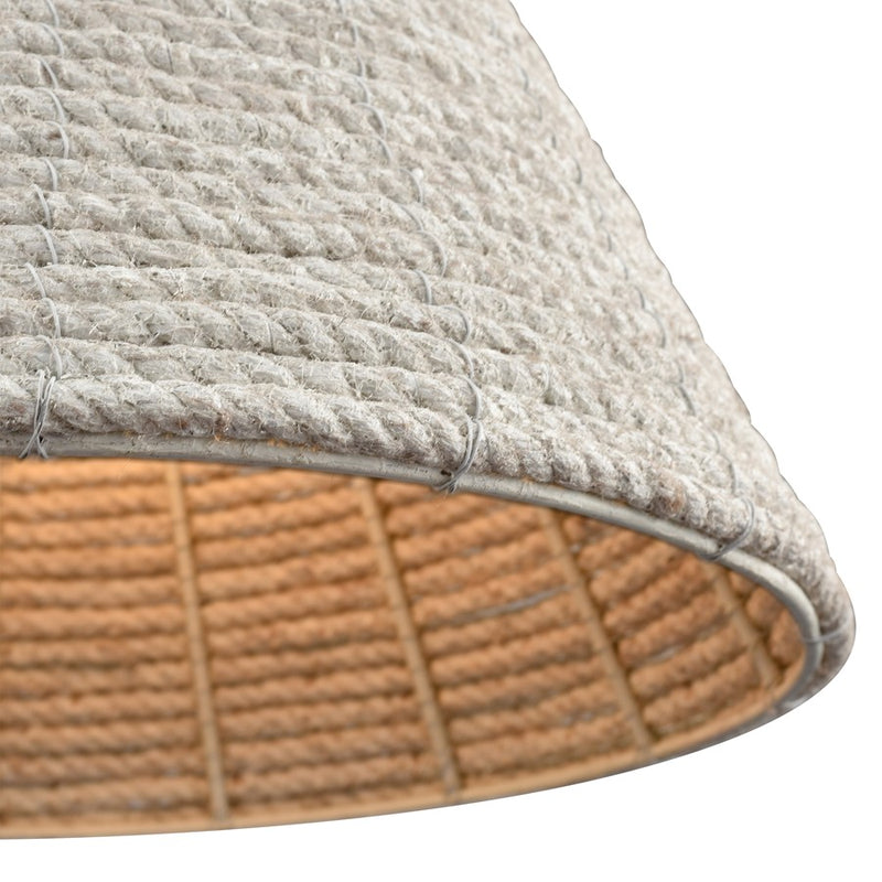 Atlas Lighting Air Loom 16.5in 1-Light Pendant | Coastal White Rope and Metal | Dining Room & Living Room | 16.5 x 16.5 x 17 in | Model CL11726-WH