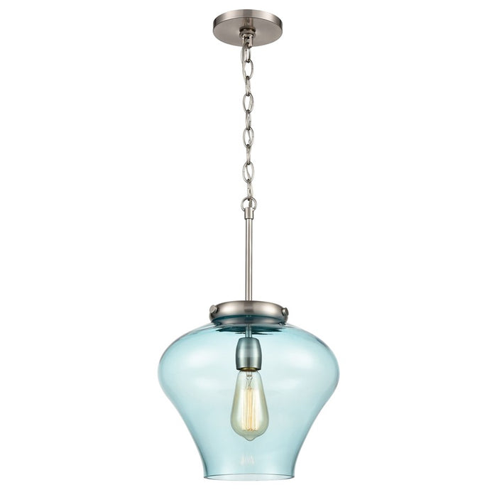 Atlas Lighting Amore 12'' Wide 1Lt Pendant, Satin Nickel/Blue