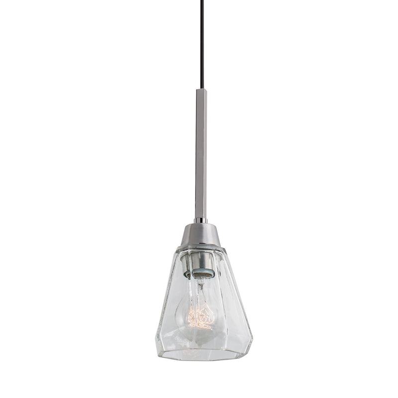 Atlas Lighting Arctic 5in 1-Light Pendant | Modern Polished Nickel and Clear Glass | Kitchen Island & Dining Room | 5 x 5 x 13 in | Model CL11728-NK
