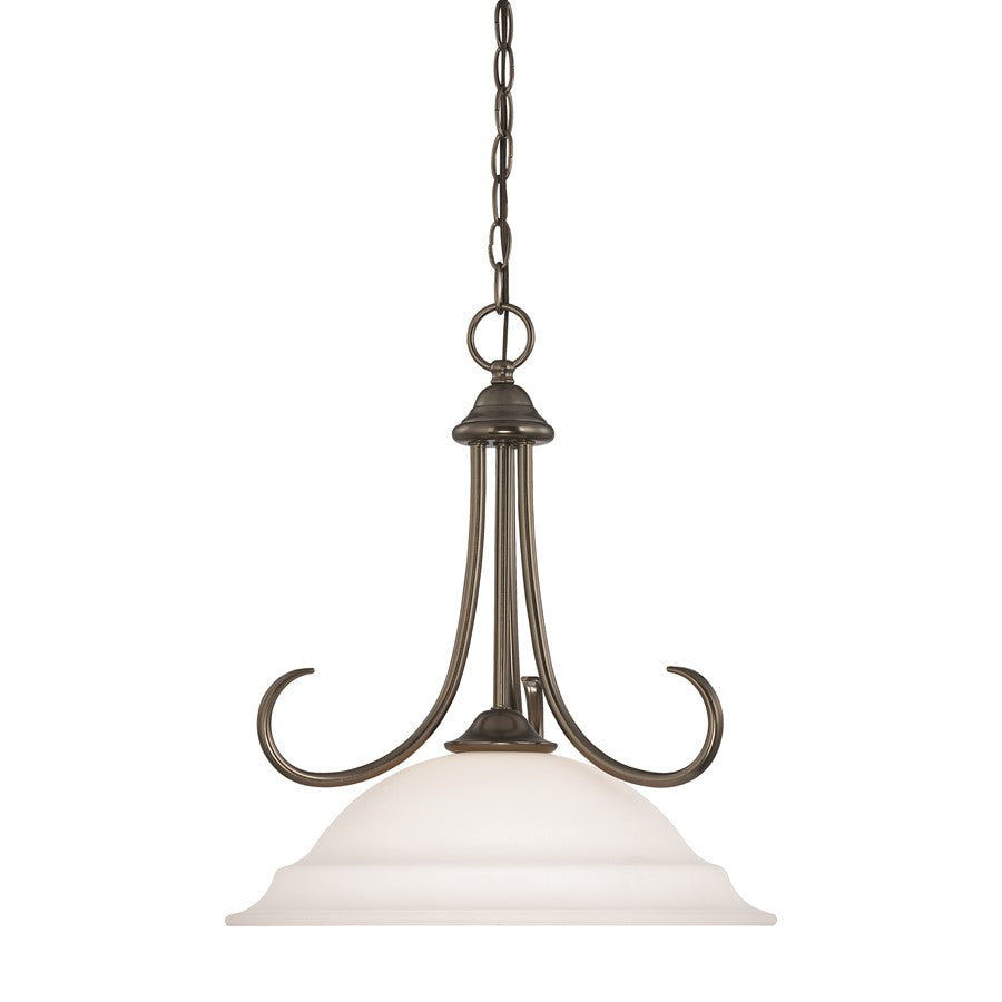Atlas Lighting Bella 16'' Wide 1Lt Pendant, Oiled Bronze/White
