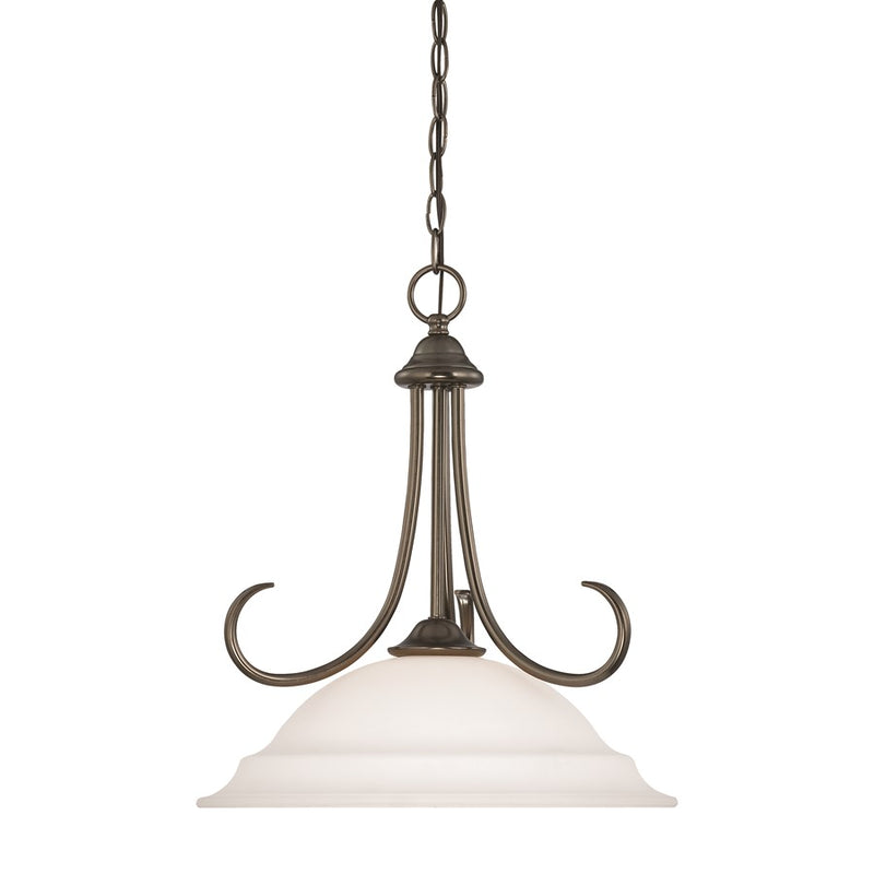 Atlas Lighting Bella 16in 1-Light Pendant | Traditional Oil Rubbed Bronze and White Frosted Glass | Kitchen Island & Dining Room | Model CL11729-BZ