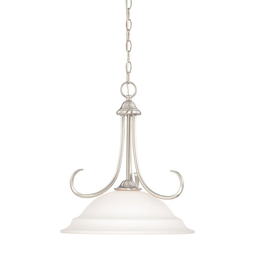Atlas Lighting Bella 16'' Wide 1Lt Pendant, Brushed Nickel/White