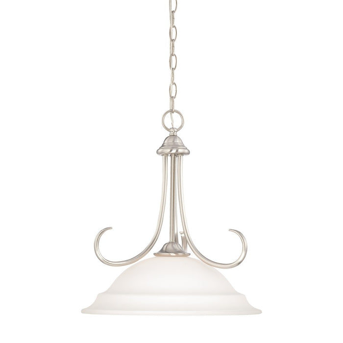 Atlas Lighting Bella 16'' Wide 1Lt Pendant, Brushed Nickel/White