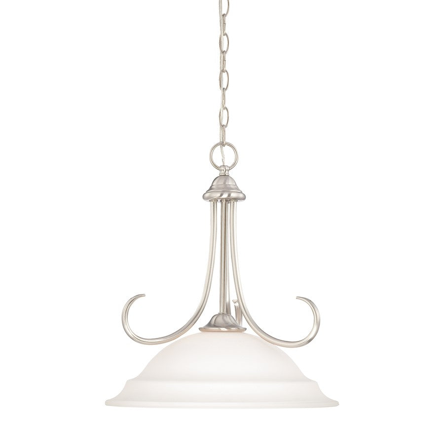 Atlas Lighting Bella 16'' Wide 1Lt Pendant, Brushed Nickel/White