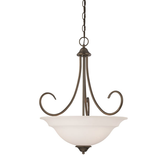 Atlas Lighting Bella 20'' Wide 3Lt Pendant, Oiled Bronze/White