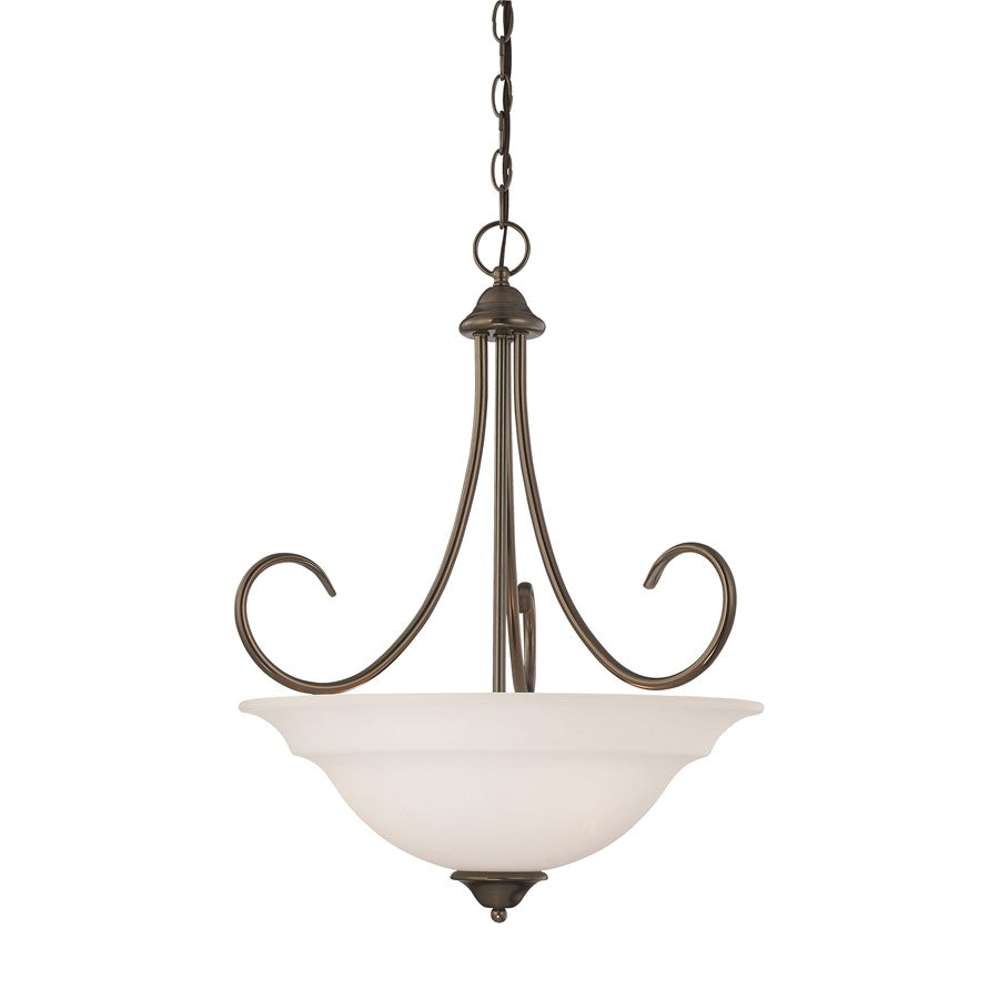 Atlas Lighting Bella 20'' Wide 3Lt Pendant, Oiled Bronze/White