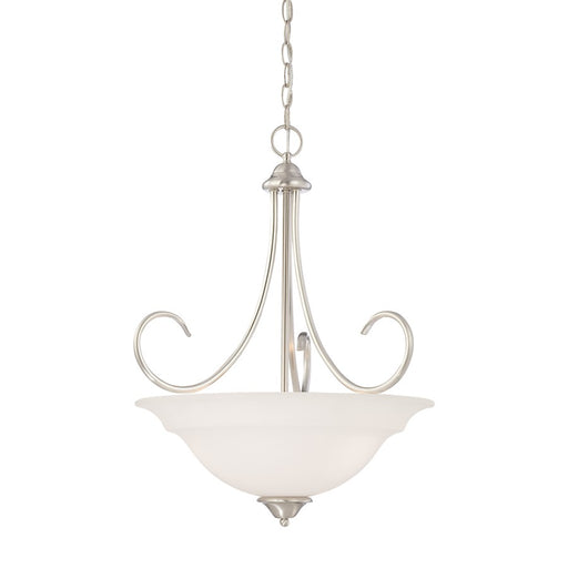 Atlas Lighting Bella 20'' Wide 3Lt Pendant, Brushed Nickel/White