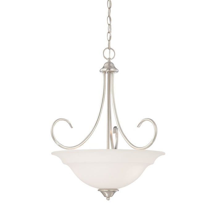 Atlas Lighting Bella 20'' Wide 3Lt Pendant, Brushed Nickel/White