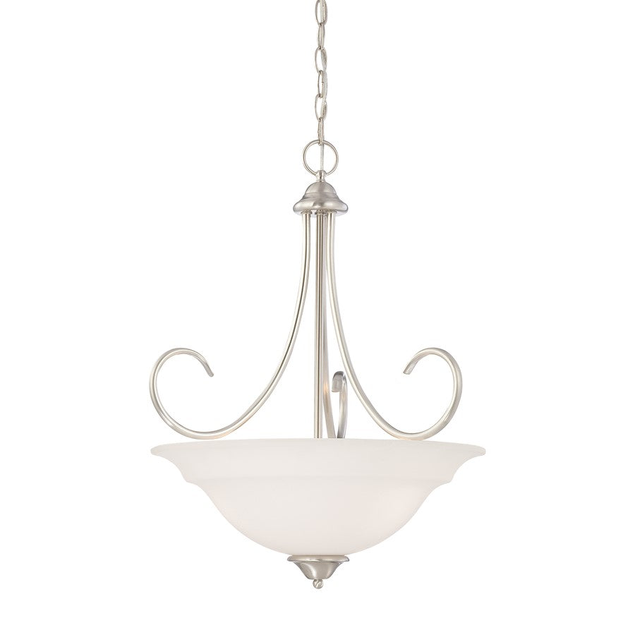Atlas Lighting Bella 20'' Wide 3Lt Pendant, Brushed Nickel/White