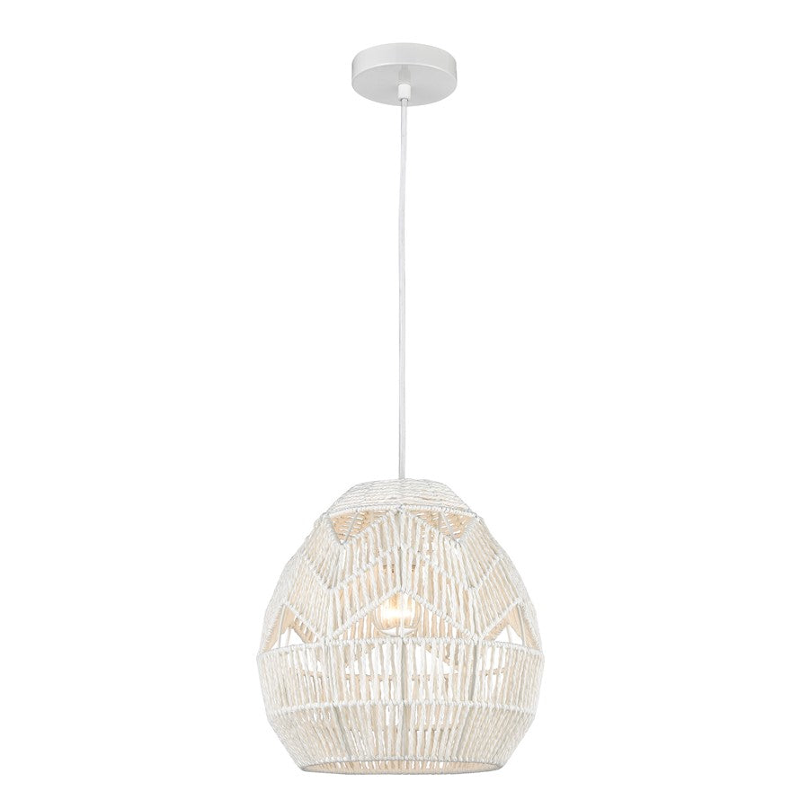 Atlas Lighting Boho 12'' Wide 1Lt Mini Pendant, White
