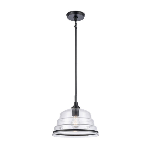 Atlas Lighting Boyer 11'' Wide 1Lt Pendant, Matte Black/Clear