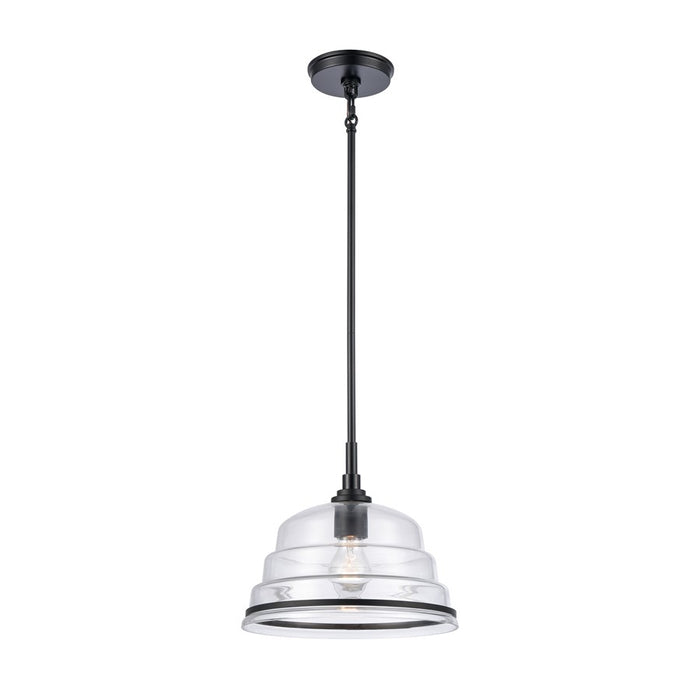 Atlas Lighting Boyer 11'' Wide 1Lt Pendant, Matte Black/Clear