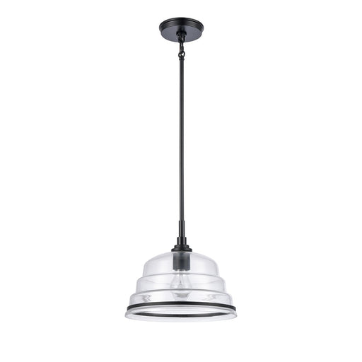 Atlas Lighting Boyer 11'' Wide 1Lt Pendant, Matte Black/Clear