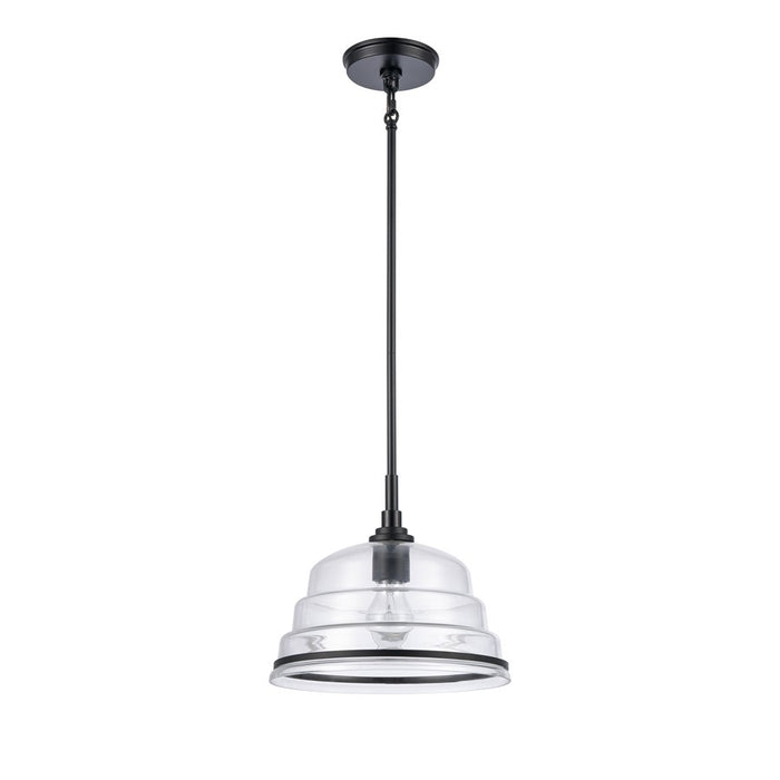Atlas Lighting Boyer 11'' Wide 1Lt Pendant, Matte Black/Clear