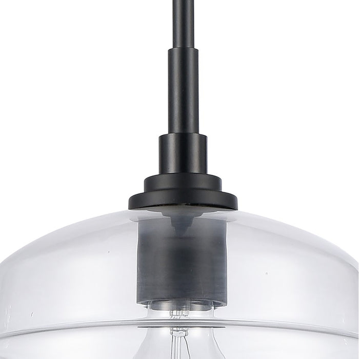 Atlas Lighting Boyer 11'' Wide 1Lt Pendant, Matte Black/Clear