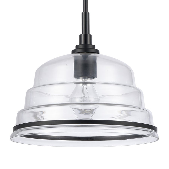 Atlas Lighting Boyer 11'' Wide 1Lt Pendant, Matte Black/Clear