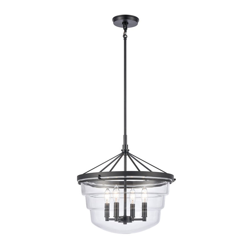 Atlas Lighting Boyer 18in 4-Light Pendant | Transitional Matte Black and Clear Glass | Kitchen Island & Dining Room | Model CL11736-BK
