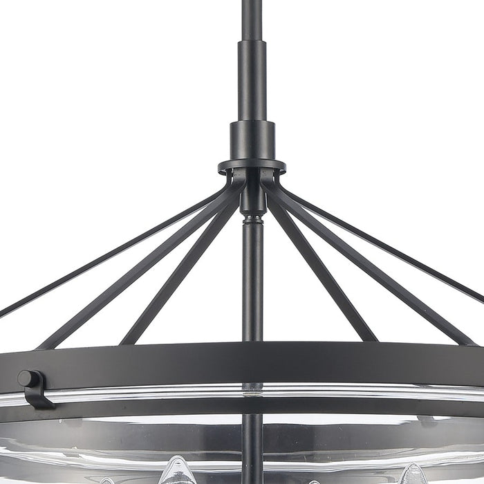 Atlas Lighting Boyer 18'' Wide 4Lt Pendant, Matte Black/Clear