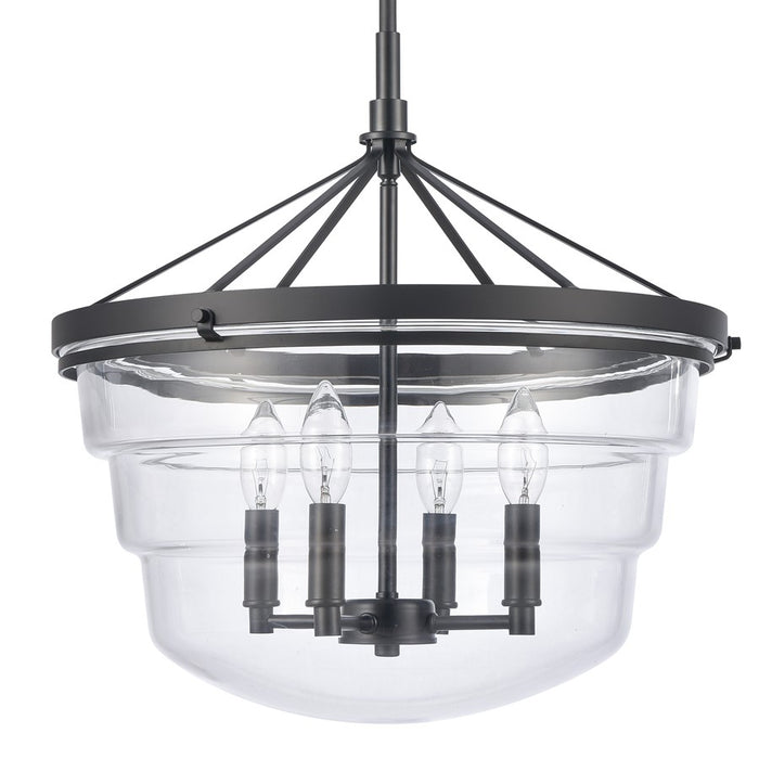 Atlas Lighting Boyer 18'' Wide 4Lt Pendant, Matte Black/Clear