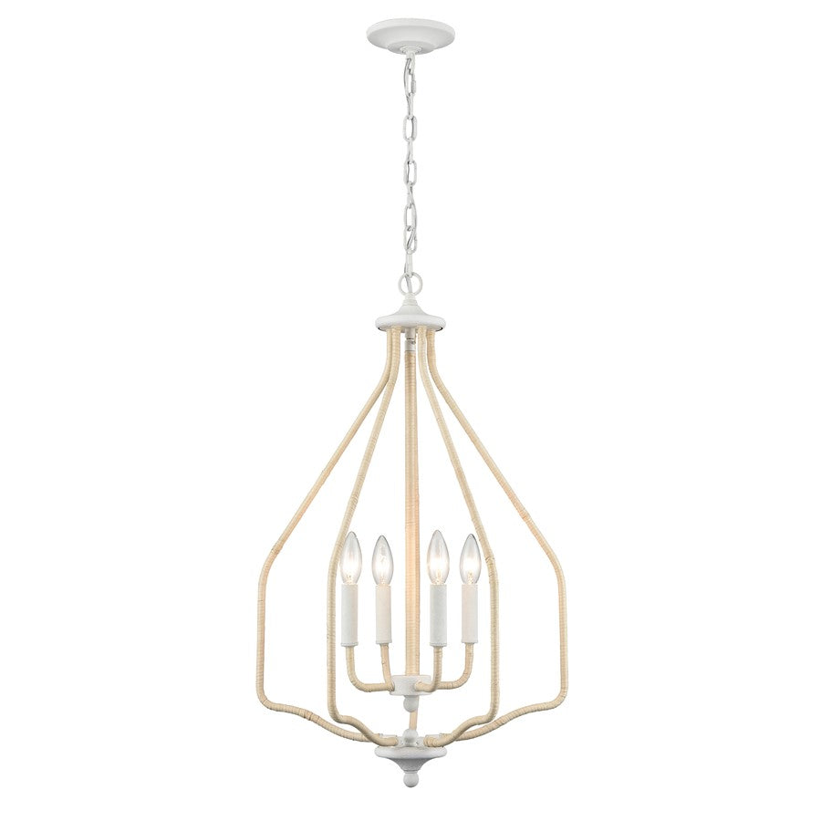 Atlas Lighting Breezeway 17.75'' Wide 4Lt Pendant, White Coral