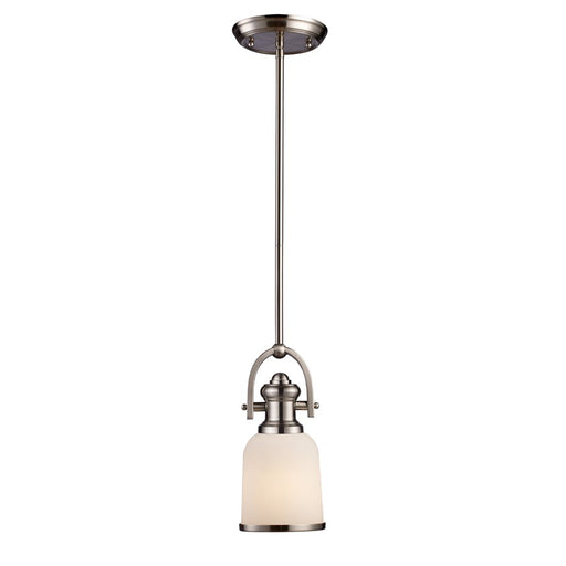 Atlas Lighting Brooksdale 5'' Wide 1Lt Mini Pendant, Nickel/White