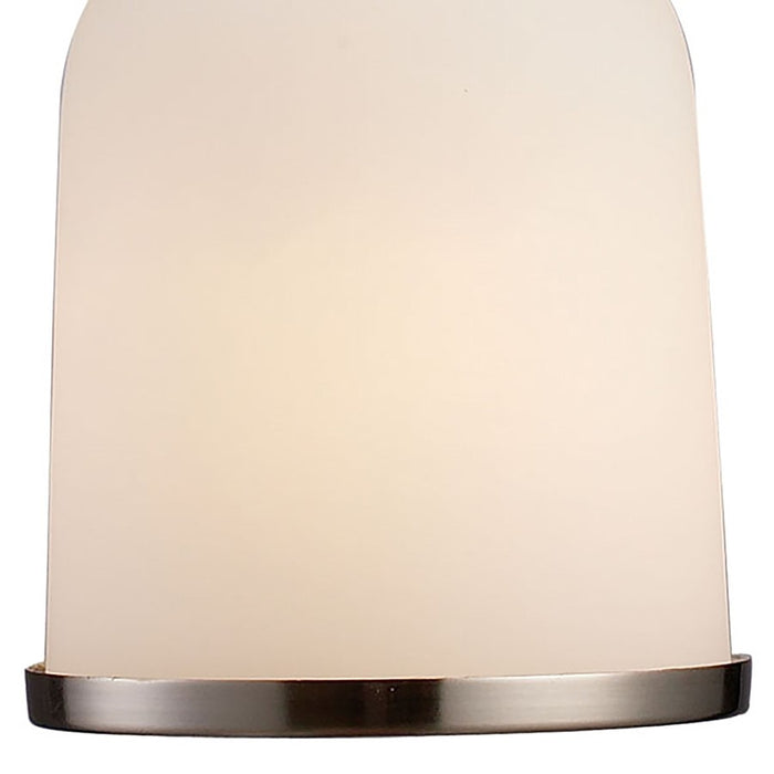Atlas Lighting Brooksdale 5'' Wide 1Lt Mini Pendant, Nickel/White