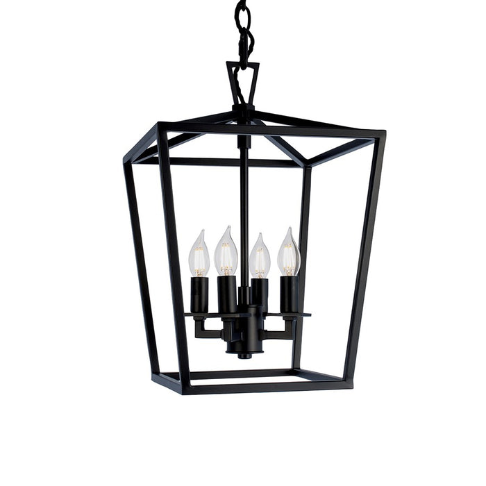 Atlas Lighting Cage 12'' Wide 4Lt Pendant, Matte Black