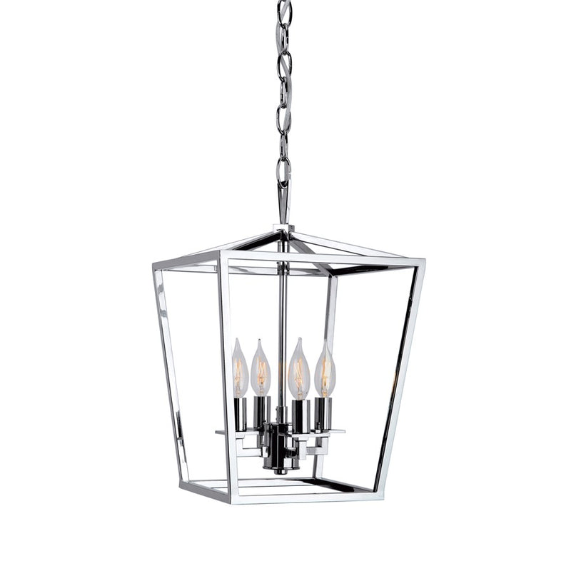 Atlas Lighting Cage 12in 4-Light Lantern Pendant | Traditional Polished Nickel Steel | Kitchen Island & Dining Room | Model CL11742-NK