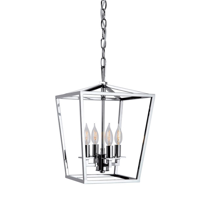 Atlas Lighting Cage 12'' Wide 4Lt Pendant, Polished Nickel