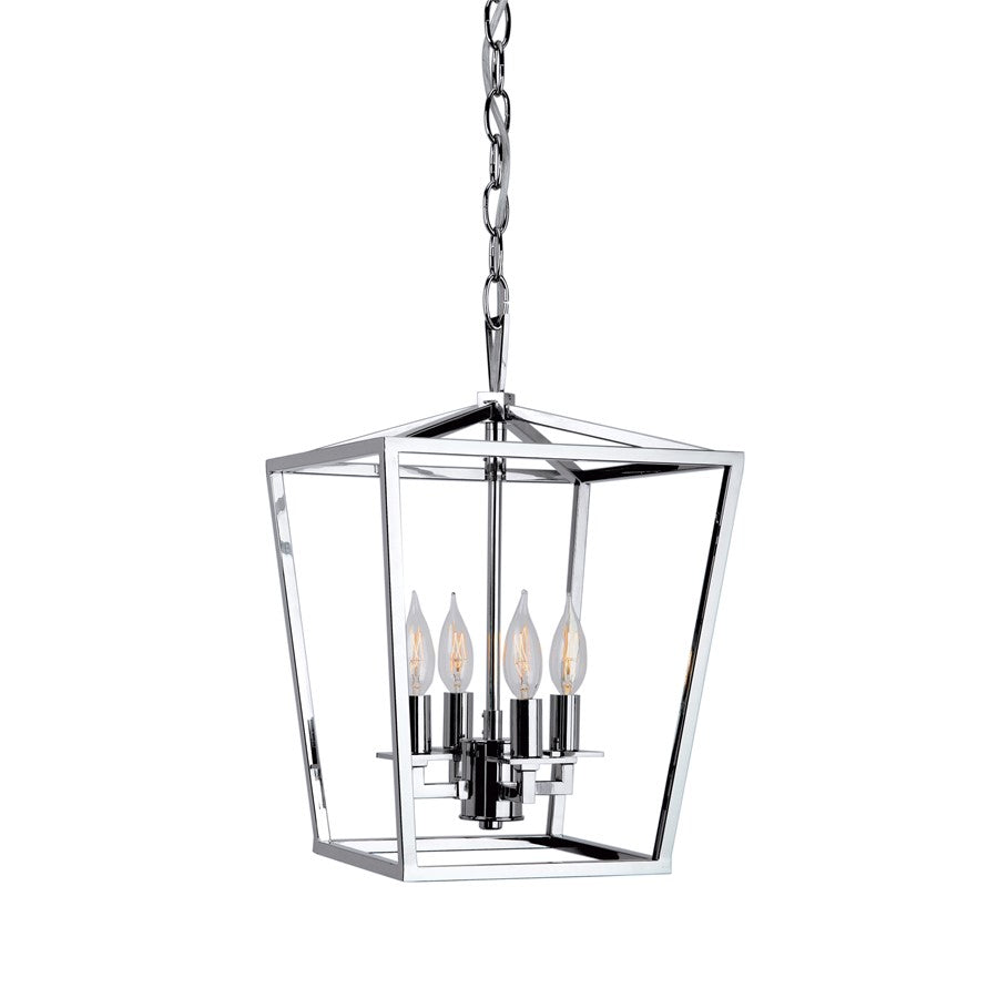 Atlas Lighting Cage 12'' Wide 4Lt Pendant, Polished Nickel