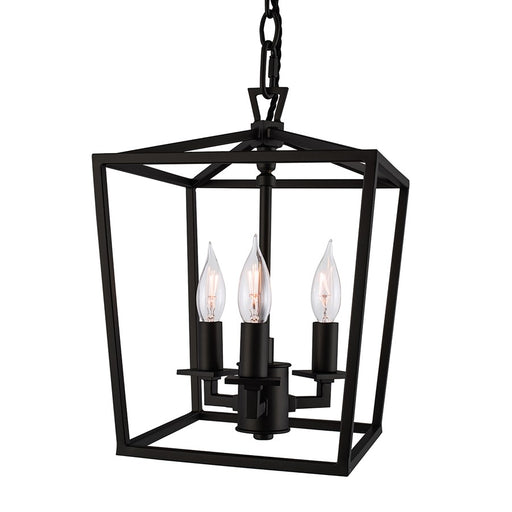 Atlas Lighting Cage 8.5'' Wide 3Lt Pendant, Matte Black