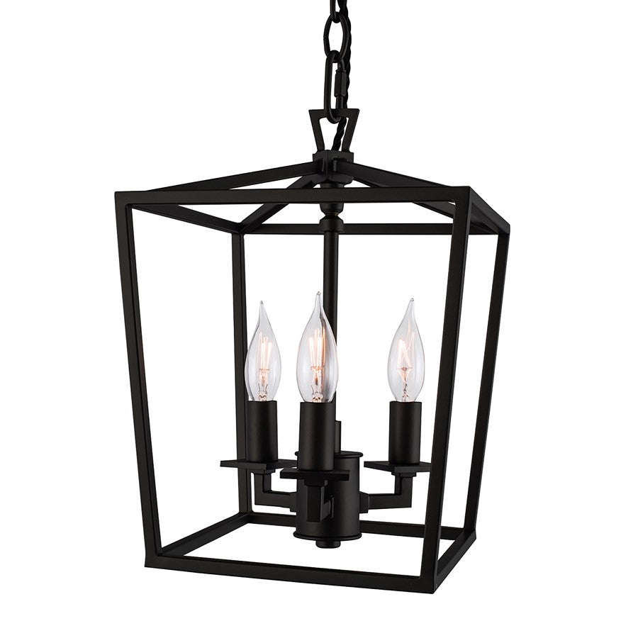 Atlas Lighting Cage 8.5'' Wide 3Lt Pendant, Matte Black