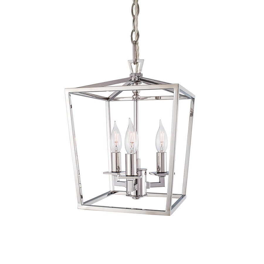 Atlas Lighting Cage 8.5'' Wide 3Lt Pendant, Polished Nickel